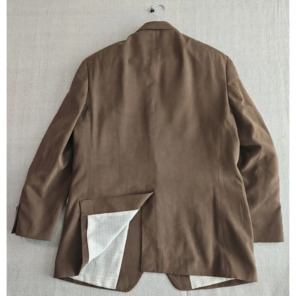 Ralph Lauren Green Label Suede Tan Sport Jacket Blazer 44R Fully Lined Grt Shape